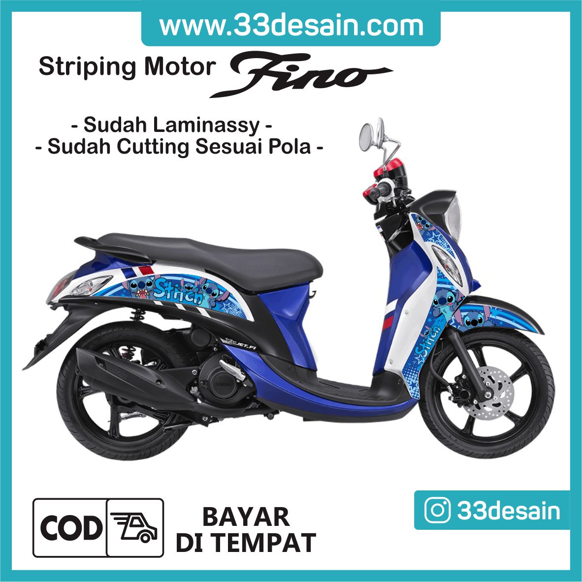 Aksesoris Stiker Motor Sticker Striping Motor 21 Yamaha Fino FP Stitch 33Desain Lazada Indonesia
