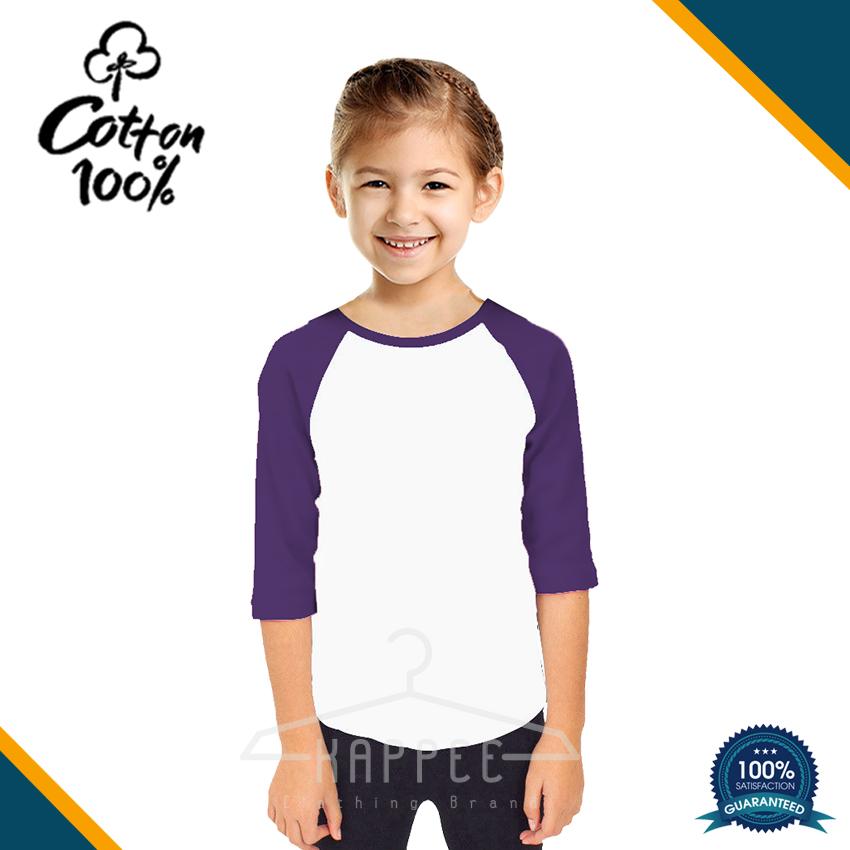 KAPPEE Kaos Raglan Polos Anak Perempuan Premium Lengan 3/4 Pendek O-Neck Cotton combed 30s / Kaos Polos Raglan Anak Cewek Lengan 3/4 Putih - Kombinasi Warna / Kaos Polos Murah / Kaos Termurah / Baju Kaos Distro / Kaos T Shirt Anak Cowok / Kaos Keren Terba