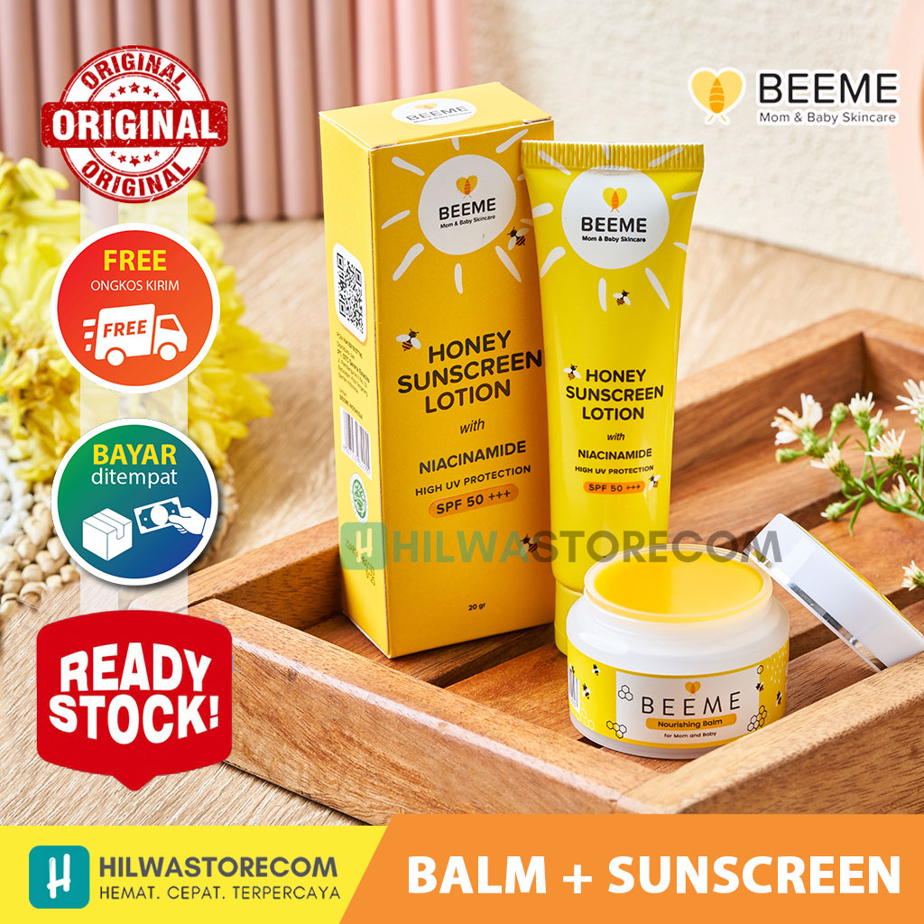 PAKET HEMAT BEEME NOURISHING BALM + HONEY WHITENING SUNSCREEN SPF 50