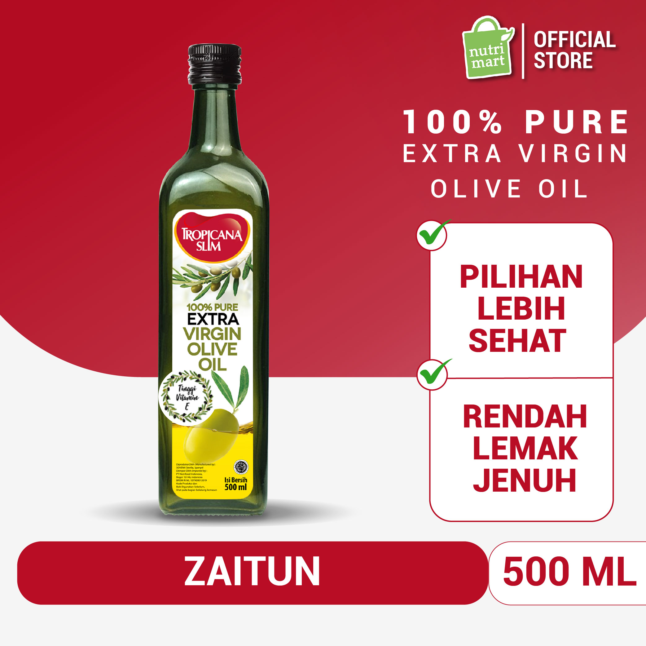 Tropicana Slim Extra Virgin Olive Oil 500ml Minyak Goreng 100 Pure
