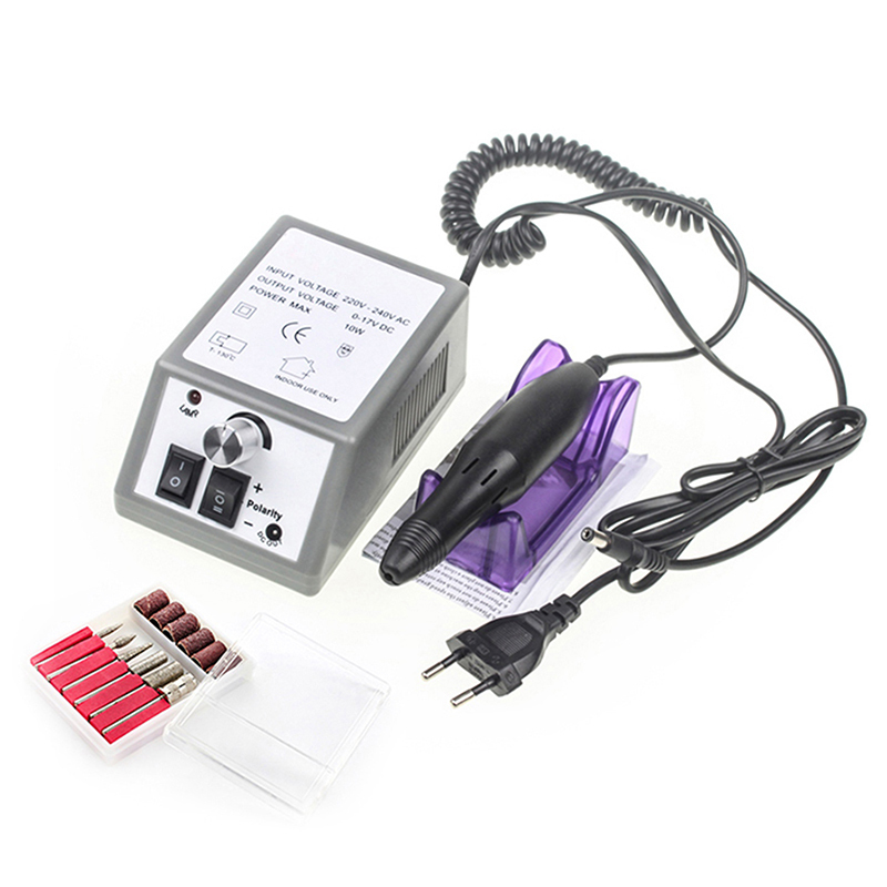Electric Nail File Adjustable Speed Electric Nail Drill Manicure Set File Grey Nail Pen Machine Set Kit Gray( EU Plug)