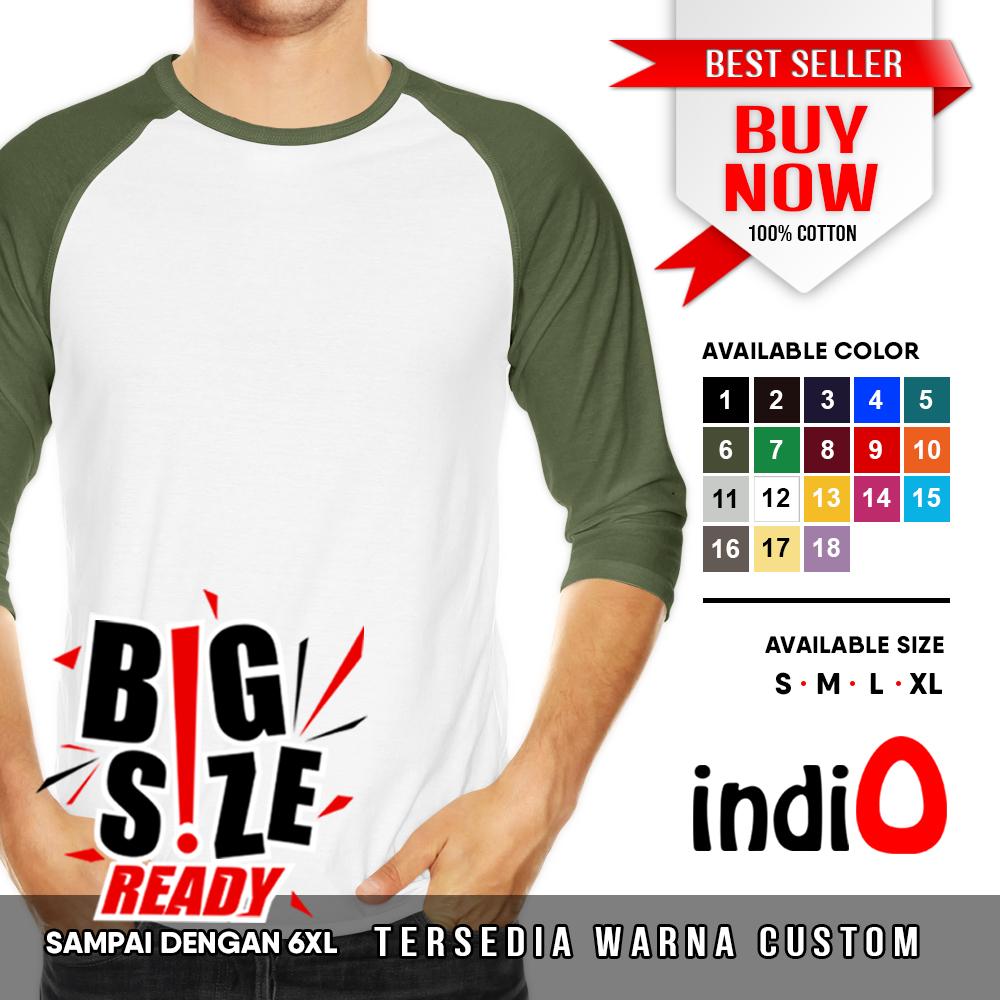 Kaos Raglan 3/4 Polos Big Size Jumbo 4XL XXXXL Full Katun