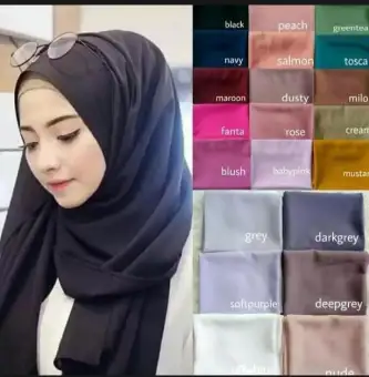 Kerudung Pasmina Jilbab Pashmina Polos Basic Panjang Jilbab Diamond Italias Lazada Indonesia