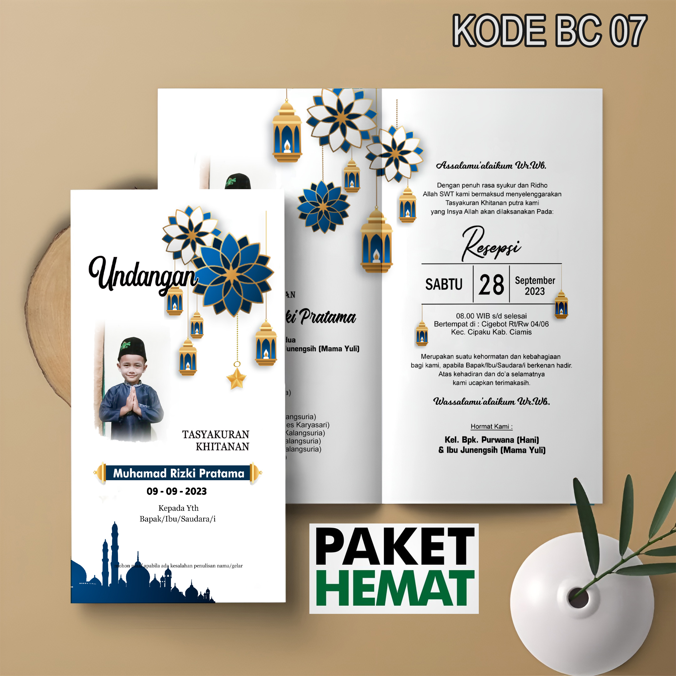 Isi 50 Lembar Kode BC07 Undangan Khitanan, Khitan, Aqiqah, Rasulan