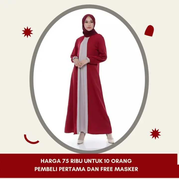 Baju Gamis Sabyan Remaja Wanita Blazer Nyatu Bahan Moscrepe Terbaru 2020 Modern Kombinasi 2 Warna Merah Maron Dan Abu Abu Lazada Indonesia