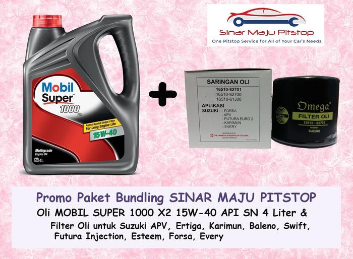 Paket Oli MOBIL SUPER 1000 15W-40 & Filter Oli SUZUKI FUTURA INJECTION