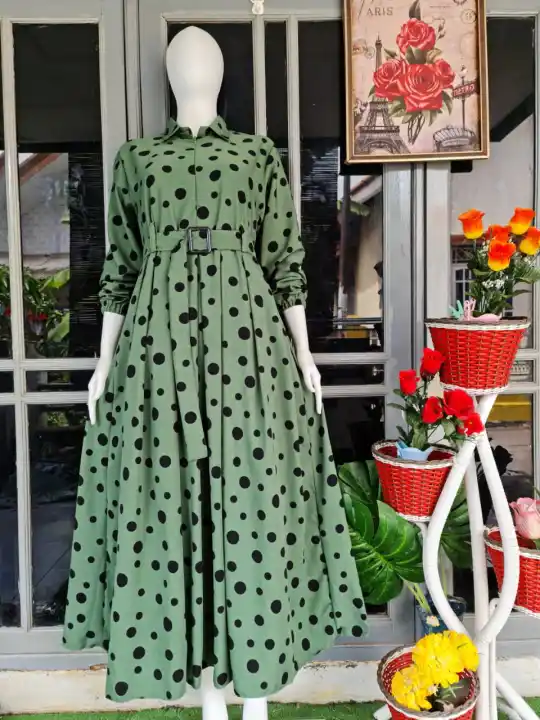 Gamis Polkadot Terbaru 2021 Gamis Terbaru 2021 Modern Lebaran Gamis Remaja Modern Simple Elegan Lazada Indonesia