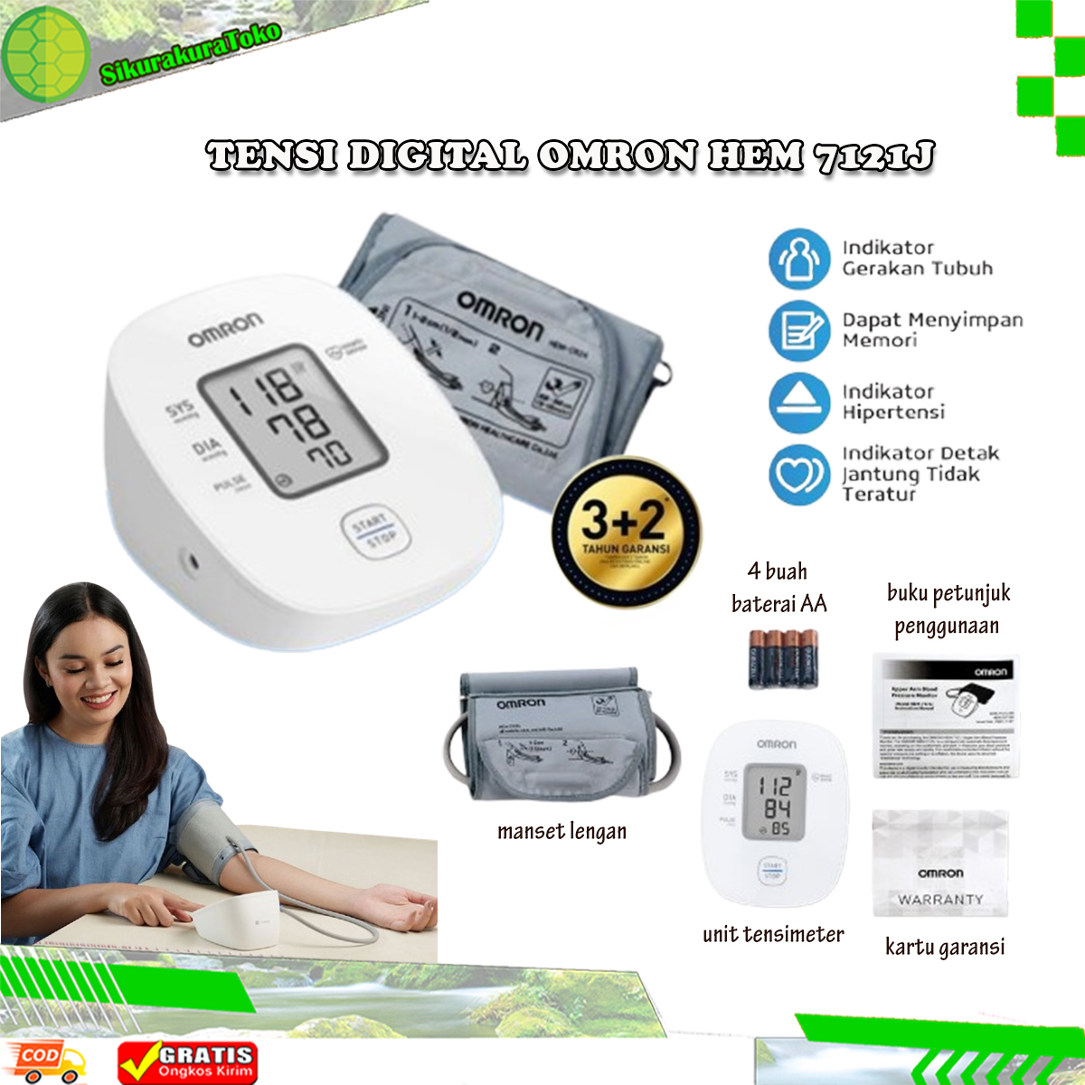 OMRON Tensi Darah Digital HEM 7121J Blood Pressure Monitor