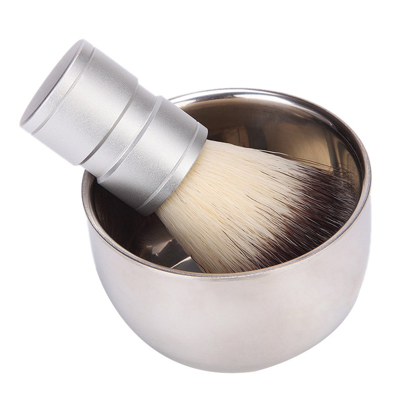 Shaving Cup and Brush Set, Stainless Men's Shaving Set Shaving Bowl