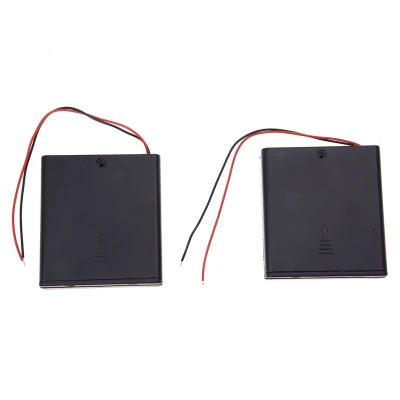 2Pcs 4 x AA 6V Battery Holder Storage Case Wired ON/OFF Switch w Cover