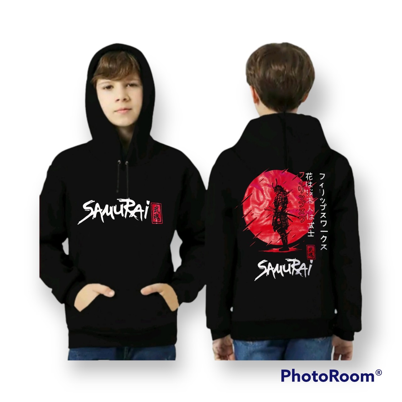 Jaket Anak Sweater Hoodie Samurai Jepang Tanggung Laki-Laki dan Perempuan