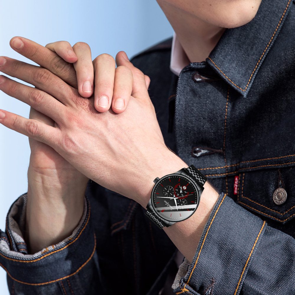 Sunlifex Jam Tangan Pria Tali Stainless Steel Anti Air Original