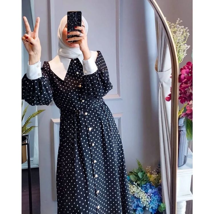 Priskila cell RiRi polkadot HS material Monalisa LD 106 cm women abayas