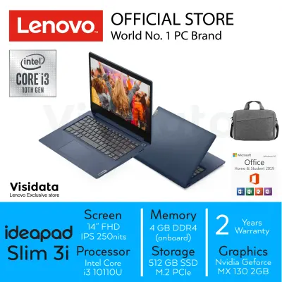 Lenovo IdeaPad Slim 3i i3 10110U Win10 4GB 512GB SSD 14" FHD IPS NVIDIA MX130 2GB OHS EEID EFID