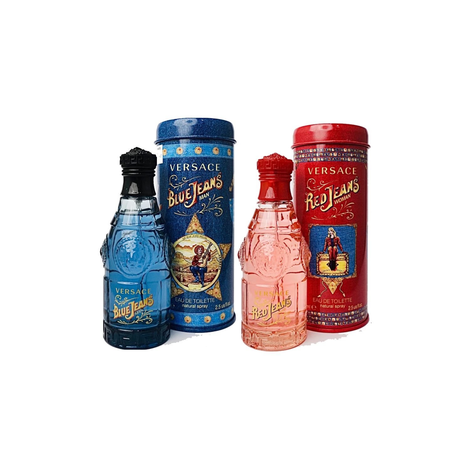 Versace Red Bottle Perfume Versace Duo Red Jeans (75 ML) And Blue