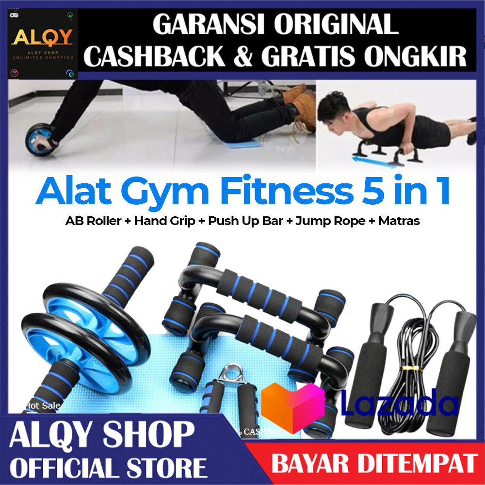ALQY SHOP TOMSHOO Alat Gym Fitness Roller Push Up Bar Hand Grip