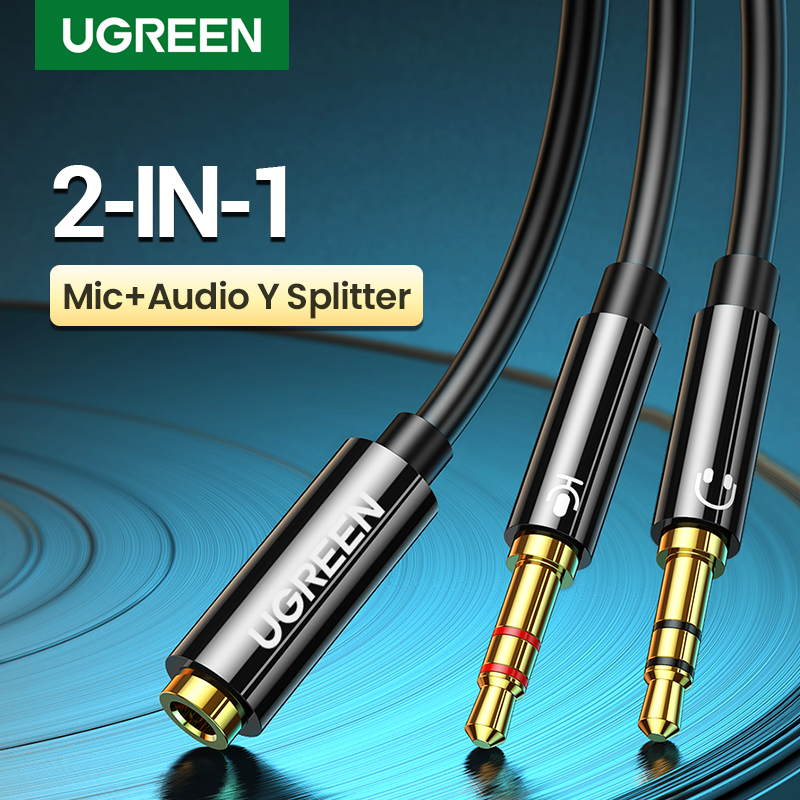 Mic Audio Y Splitter Cable Headset 