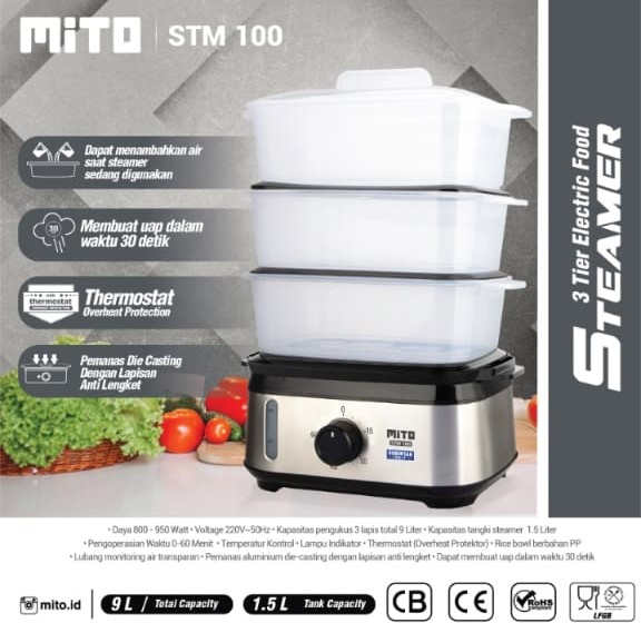 Mito Electric Food Steamer STM 100 / STM100 Pengukus Makanan GARANSI
