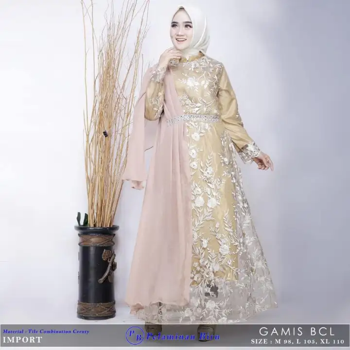 Baju Kurung Bordir Gamis Bcl Tunic Tille 3d Stelan Terbaru Lazada Indonesia