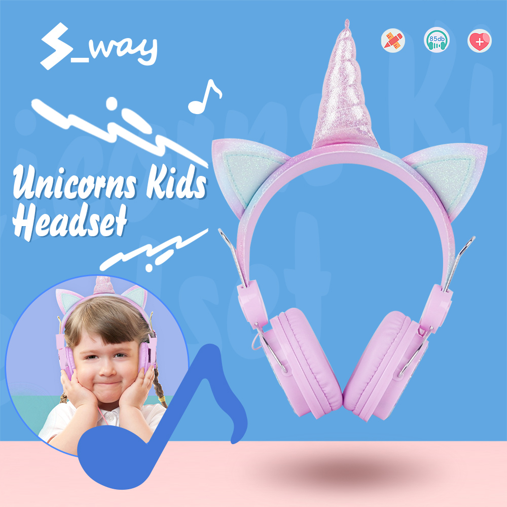 Sway Pink Cute unicorn Stylish Wired Headset For Kids Girls Daughter