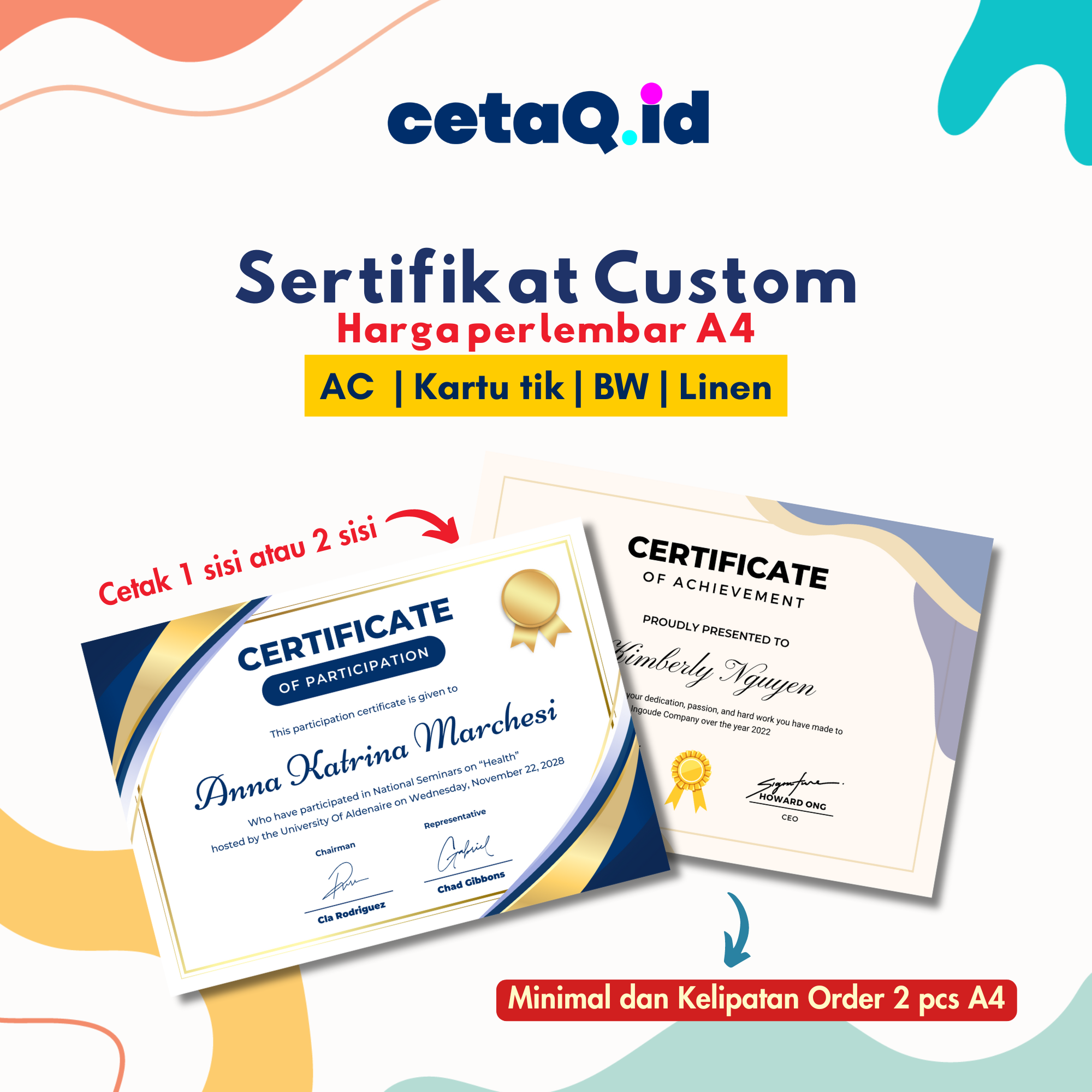 Cetak Sertifikat A4 Cetak Sertifikat Custom Print Piagam Cetak Sertifikat A4 Cetak Sertifikat Custom Print Piagam