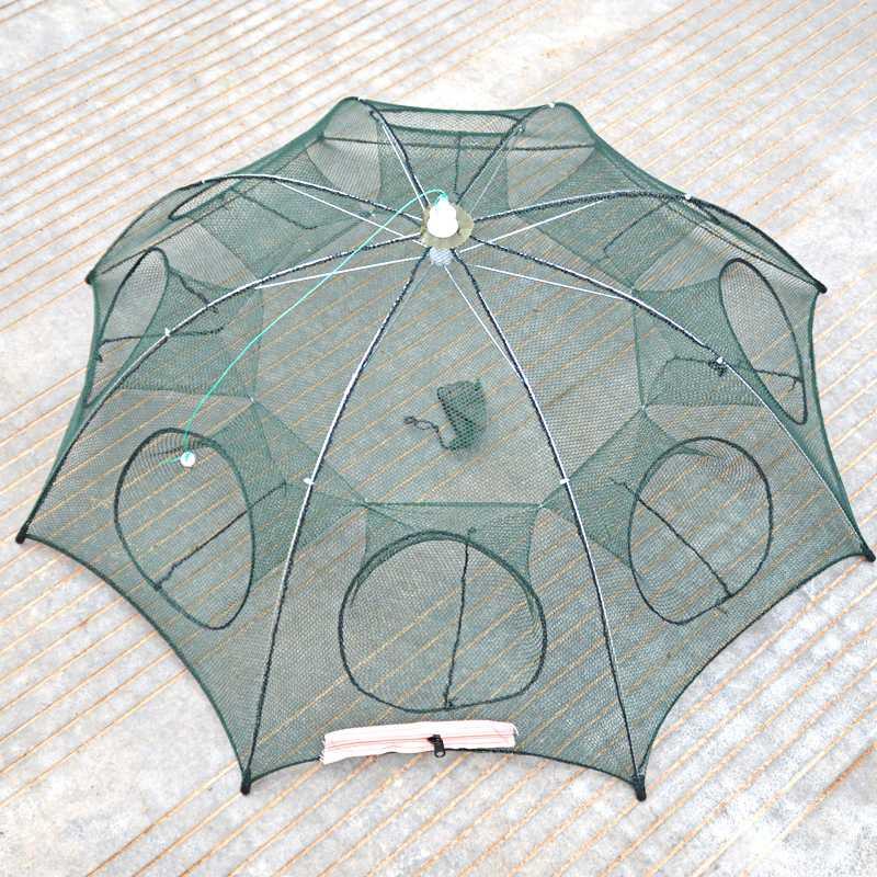 Jaring Pancing Ikan Hexagonal 8 Hole Fishing Net Trap Cage Alat Penangkap Menangkap Perangkap Udang Lobster Belut Jala Ikan Kecil Jaringan Akseoris Memancing Tambak Ikan Fish Net Trap Foldable s7929 - Hijau
