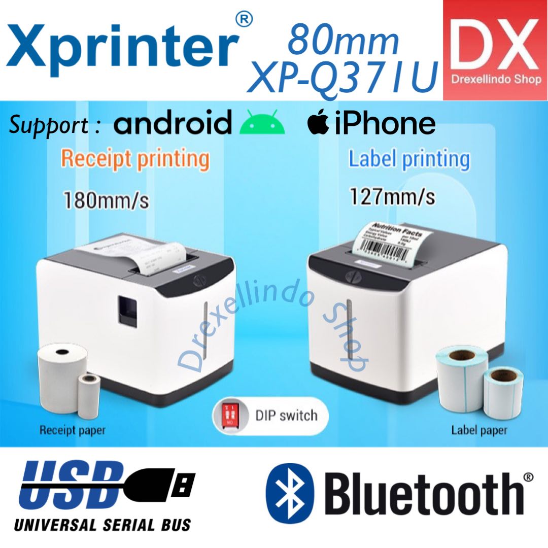 Printer Kasir Dan Barcode Label Xprinter Xp Q371u Bluetooth Usb Q371u Lazada Indonesia 0398