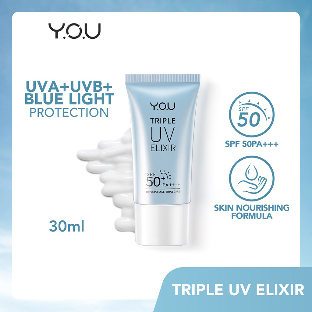 [Bisa COD] YOU Sunscreen Triple UV Elixir SPF 50+ PA++++ [UBA UVB Blue ...