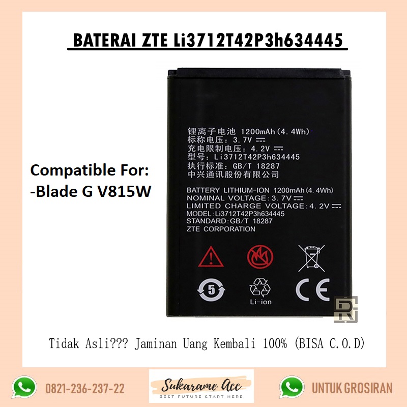 Baterai Battery Batre Original Zte Li3712t42p3h634445 Baterai Zte Blade G Batre Zte Blade G Baterai Zte V815 Batre Zte V815 Baterai Zte V815w Batre Zte V815w Lazada Indonesia