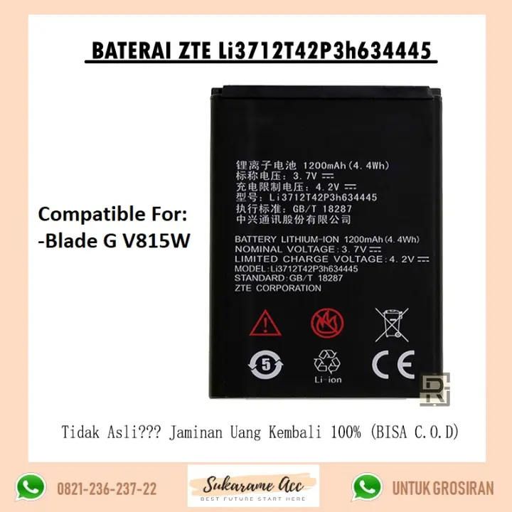 Baterai Battery Batre Original Zte Li3712t42p3h634445 Baterai Zte Blade G Batre Zte Blade G Baterai Zte V815 Batre Zte V815 Baterai Zte V815w Batre Zte V815w Lazada Indonesia