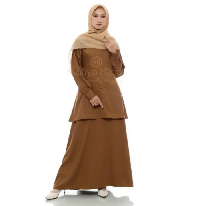 Gamis Pns Pdh Pemda Khaki Toyobo Model Stelan By Kafiya Hijab Pns Stelan M Lazada Indonesia