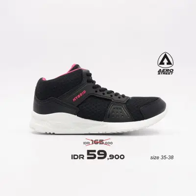 Aerostreet 35-38 Hybrid Black Fuchsia - Sepatu Sneakers Casual Sport Sekolah Pria Wanita Aero Street