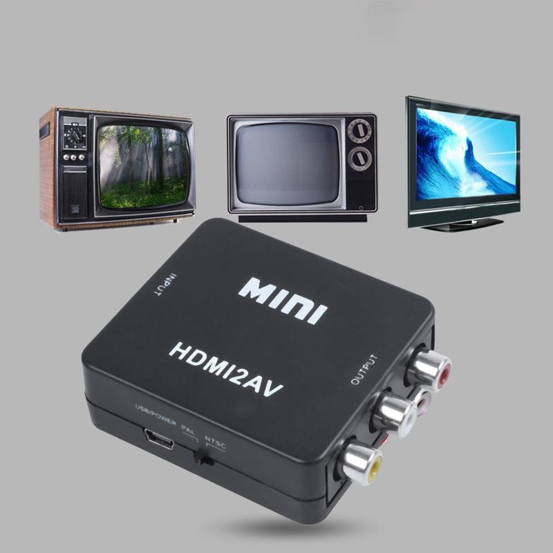 (ready stock )อะแดปเตอร์แปลง HDMI-compatible to AV Converter Adapter  3RCA CVBS Composite Video AV Converter Adapter TV PS3 VHS VCR DVD  Black