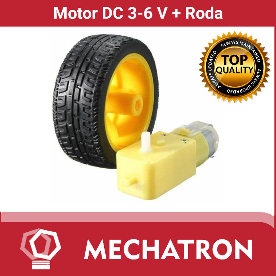 MOTOR DC GEARBOX 3V - 6V KUNING + RODA WHEEL MOBIL SMART CAR ARDUINO ...