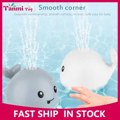 Tanmi Toy Funny Infant Bath Toys whale shape Baby Electric Induction Sprinkler Waterproof with light interactive toys Bathing Toys Kids Water Play Ball Bath