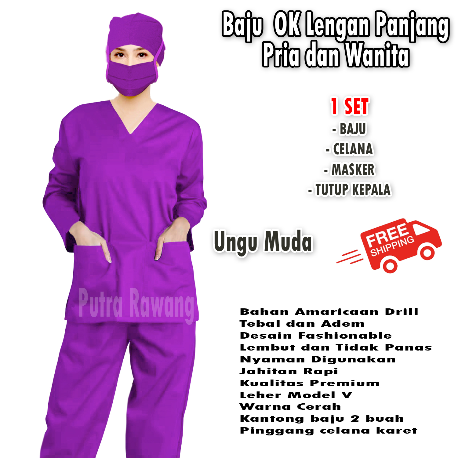 Baju Ok lengan Panjang / Baju scrub dokter / baju scrub ...