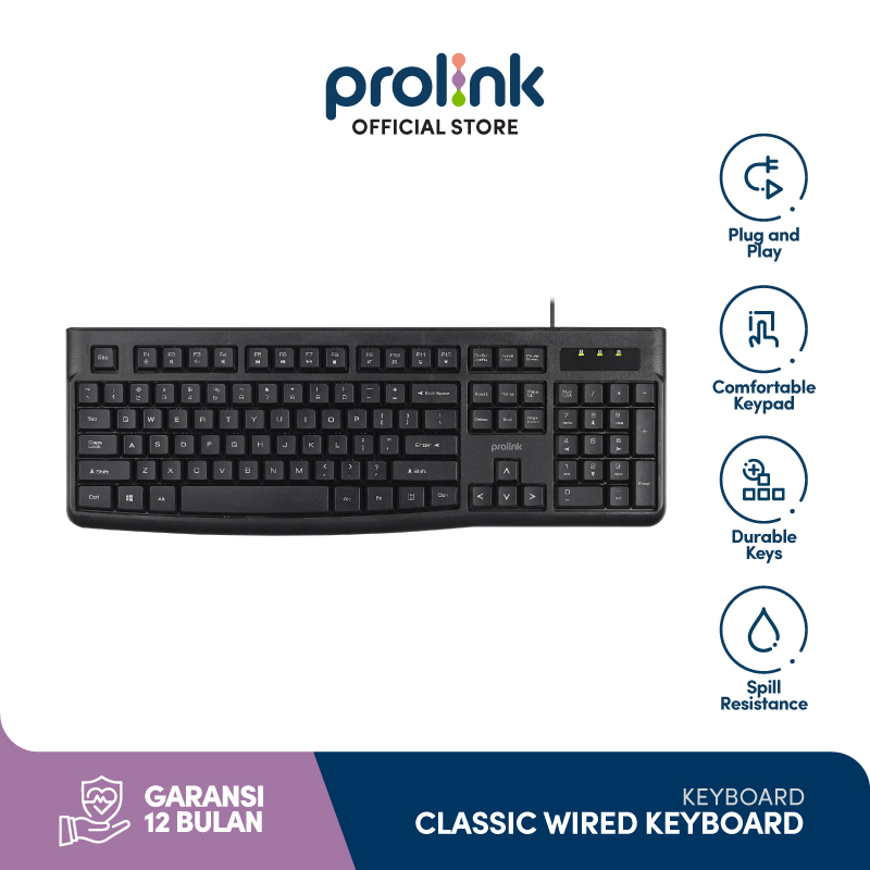 Prolink USB Wired Keyboard | 12 Multimedia Shortcuts | Full Size ...