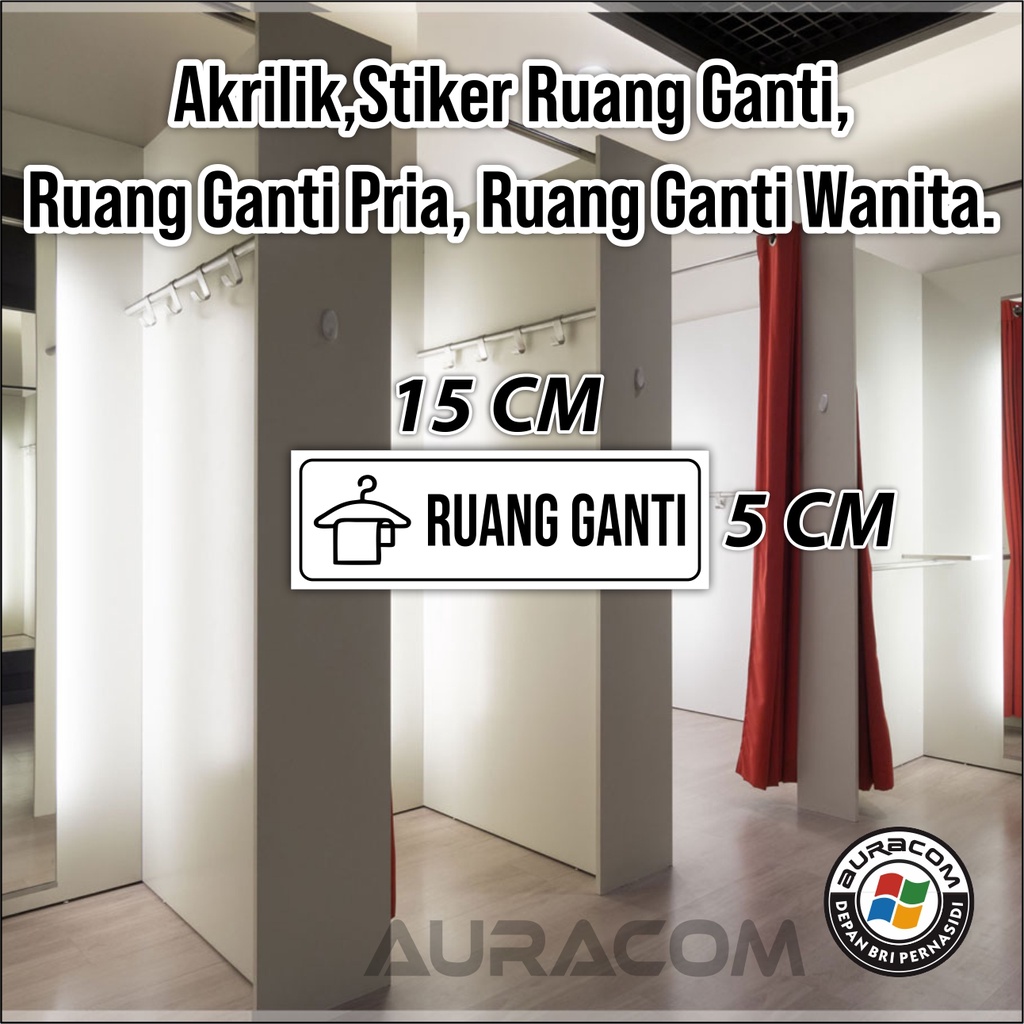 Akrilik,Stiker Ruang Ganti, Ruang Ganti Pria, Ruang Ganti Wanita