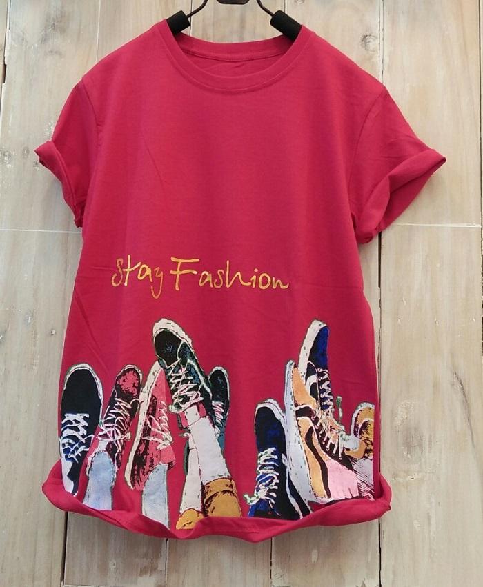 BajuReady 16512 B51 BAJU ATASAN KAOS TUMBLR TEE WANITA DEWASA LENGAN PENDEK MODIS TERBARU KEKINIAN GROSIR TERMURAH WARNA MERAH XL CEWEK JAMAN NOW MASA KINI FASHION REMAJA TRENDY BAHAN COMBAD