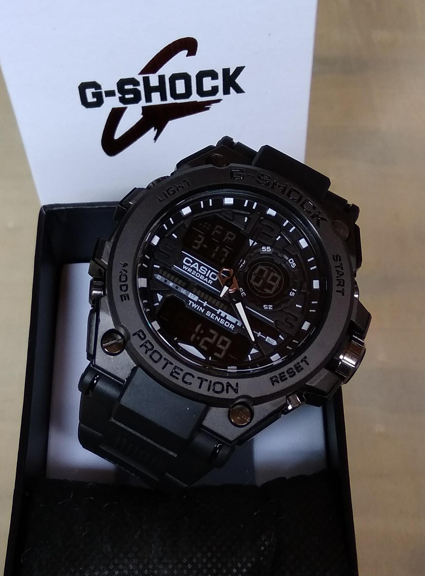 PROMO JAM TANGAN SPORT PRIA CASIO G SHOCK_GST8600 FULL BLACK TAHAN AIR / WATERR RESIST TERBARU