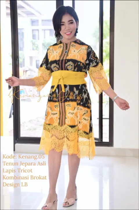 Tunik Tenun Jepara Asli Kombinasi Brokat Dress Tenun Jepara Asli Belt Lazada Indonesia