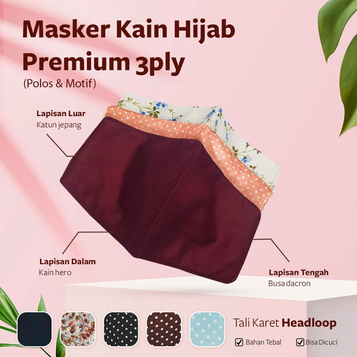 Masker Kain Hijab Premium 3ply Headloop Karet Katun Jepang Lazada Indonesia