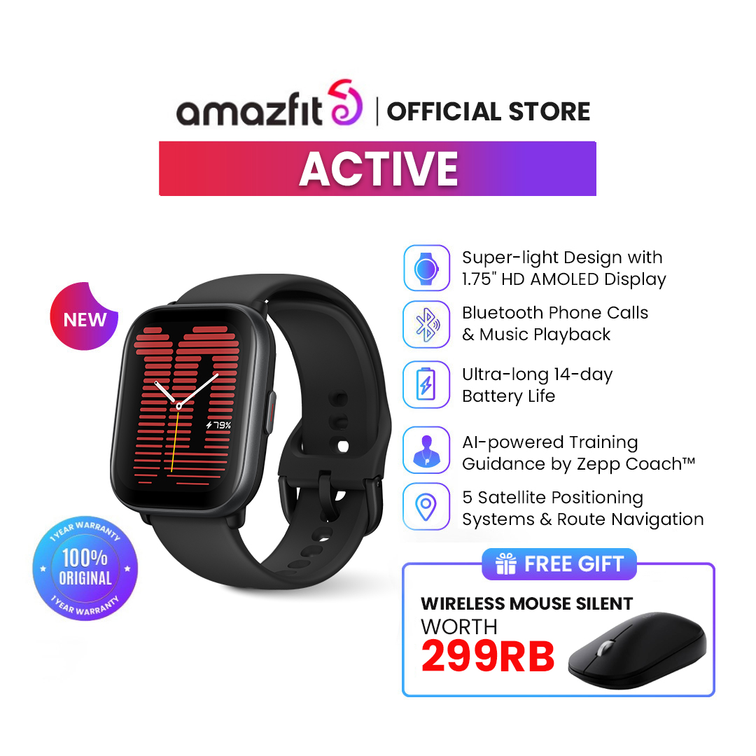 New Global Amazfit Active Smartwatch 1.75 HD AMOLED Display Ultra-long  14-day Battery Life Bluetooth Phone Calls Smart Watch