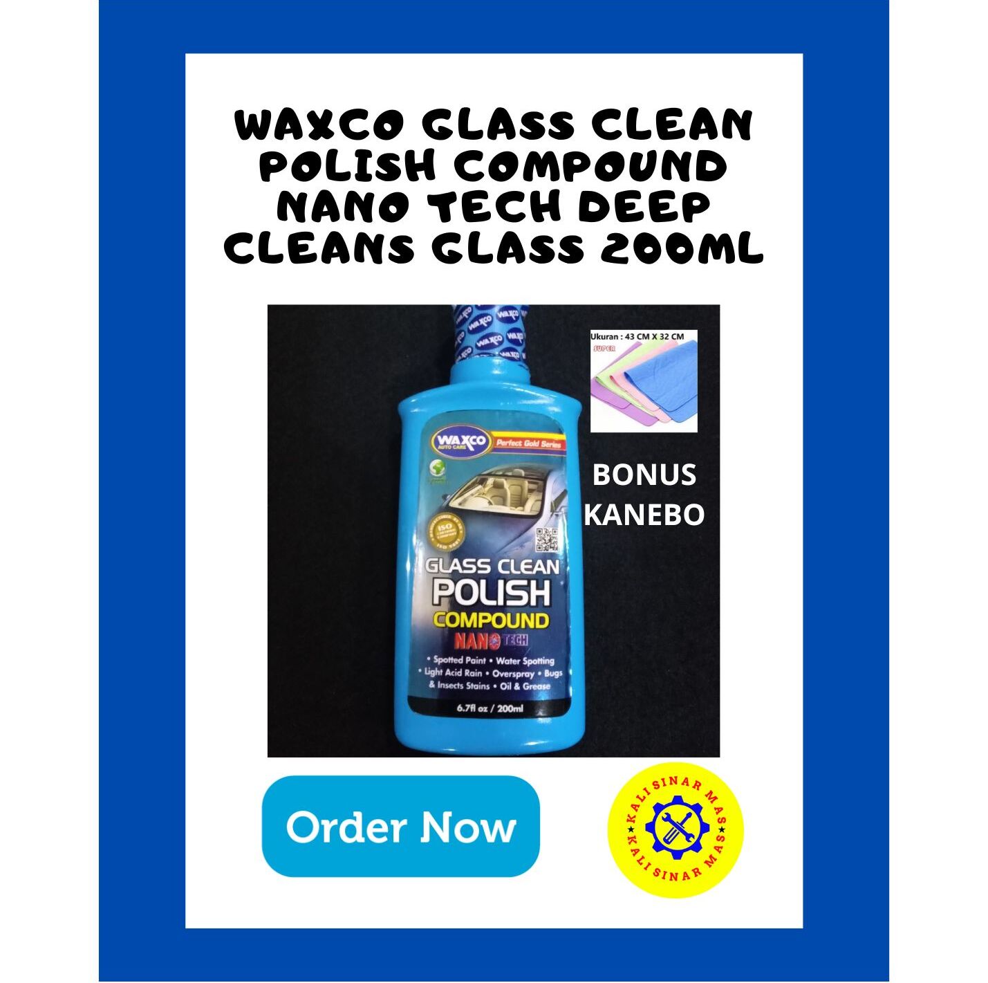 WAXCO GLASS CLEAN POLISH COMPOUND NANO TECH DEEP CLEANS GLASS 200ML ...