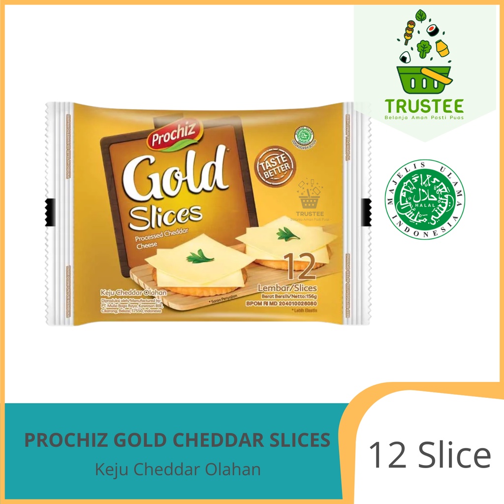 Prochiz Gold 12 Slices Keju Cheddar 12 Lembar Cheese Olahan Halal