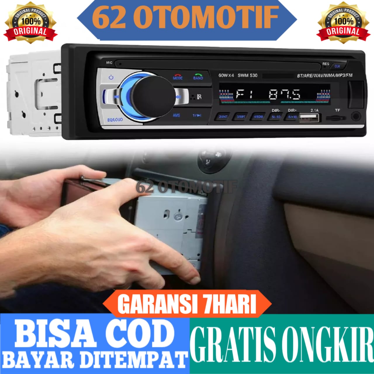Original Taffware Tip/Tape Audio Mobil JSD530 12V Bluetooth 5.0