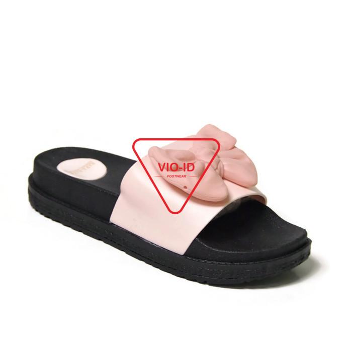 Sandal Bara Bara Sandal Selop Jelly Wanita Aksen Pita DC-MJZB2029 Warna Random
