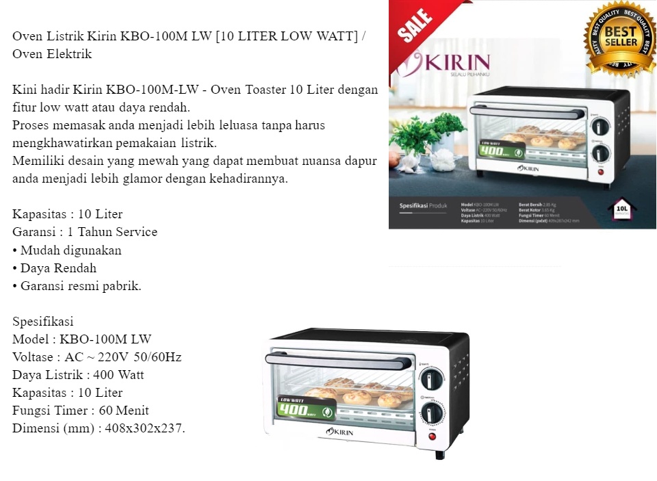 Kirin Oven Listrik Kbo 100 M Lw Lazada Indonesia