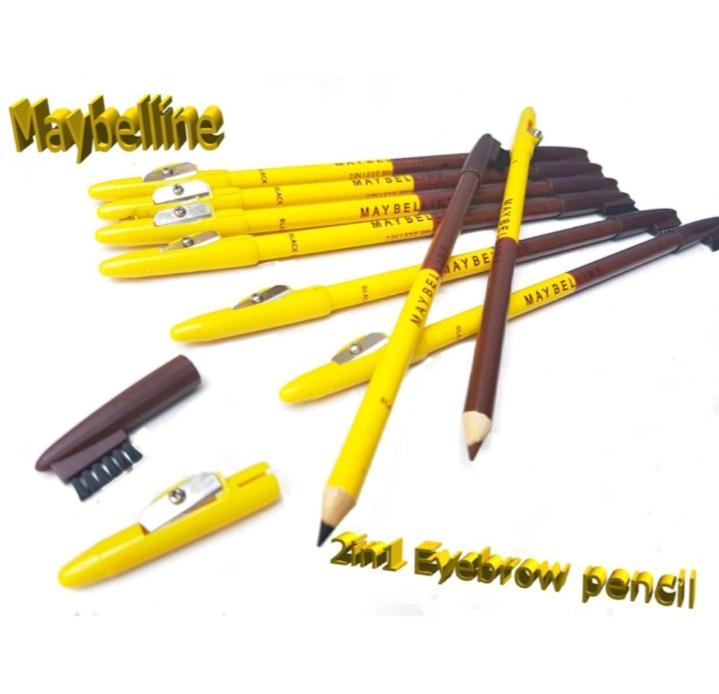 Pensil alis maybelline 2 in 1 coklat dan hitam / pensil alis 2 sisi