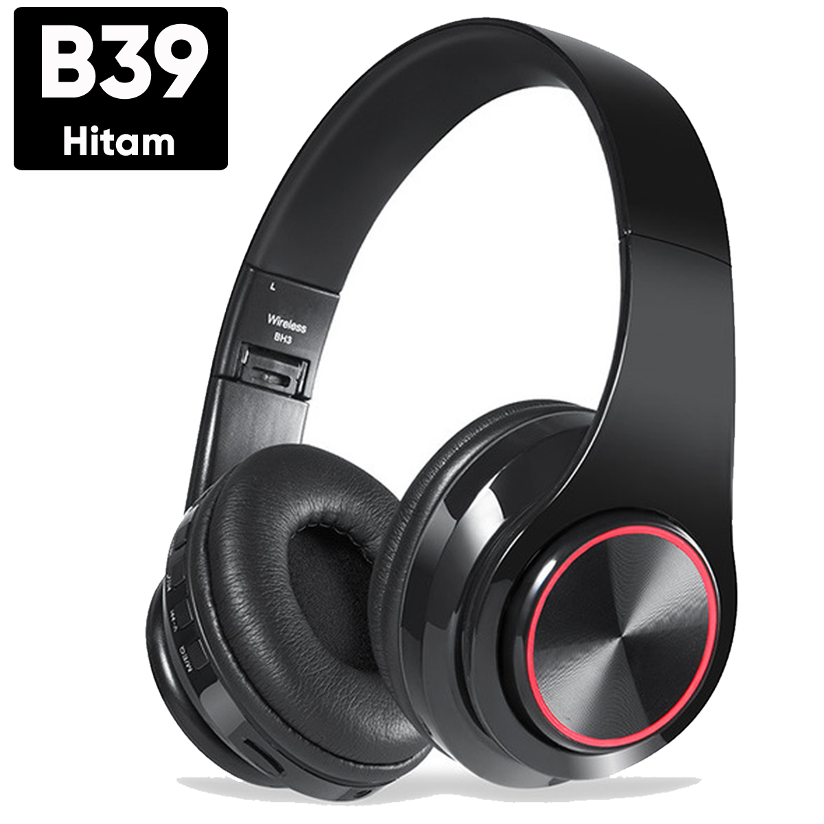 Headphone Bluetooth Wireless B39 Led Light Headset Extra Bass With Microphone Aux Fm Radio 2454